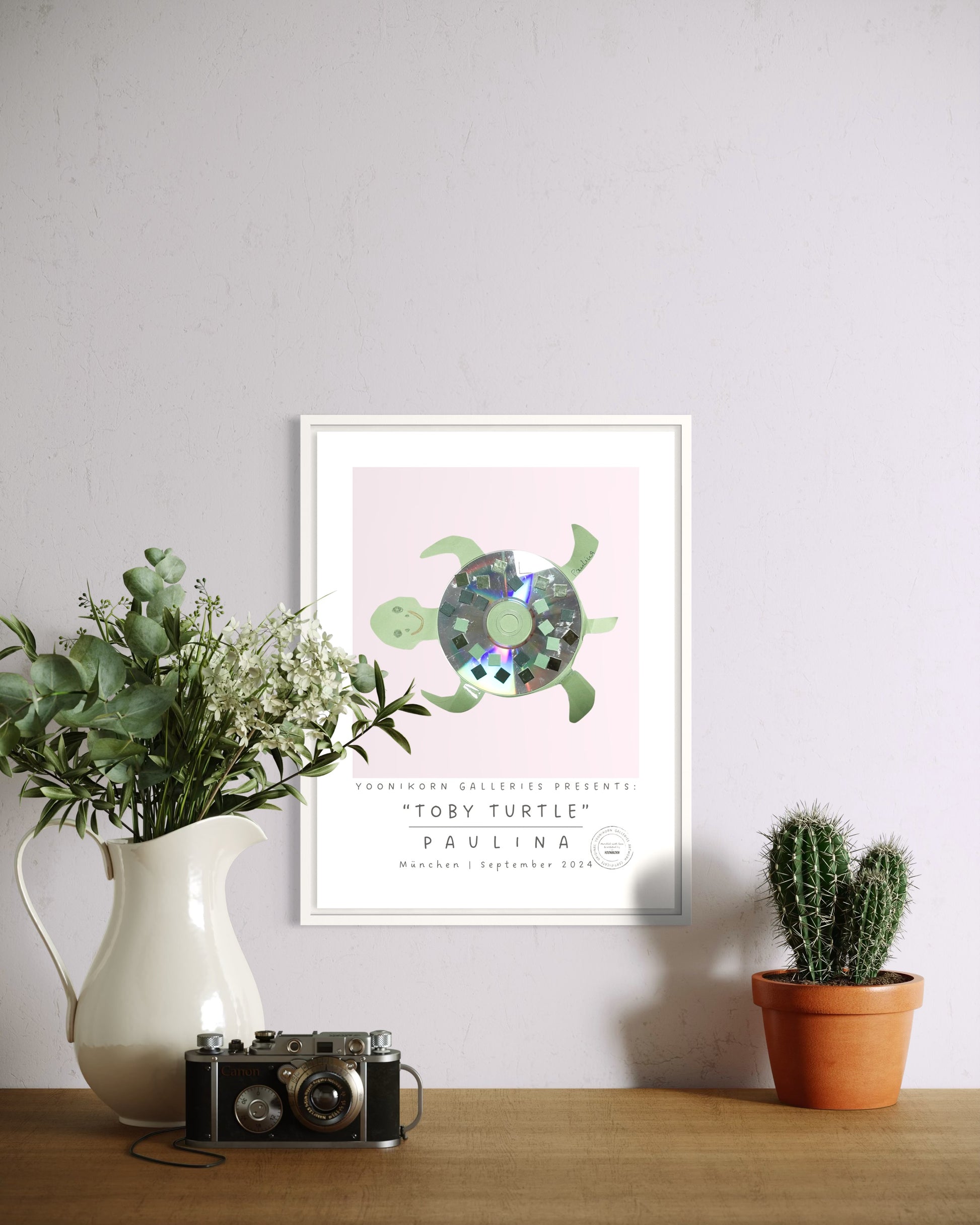 Kinderkunstwerk im weißen Rahmen